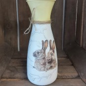 Hand Crafted Decoupaged Vase (Bunny Design)