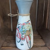 Hand Crafted Decoupage Vase (Flower Seller Bike Design)